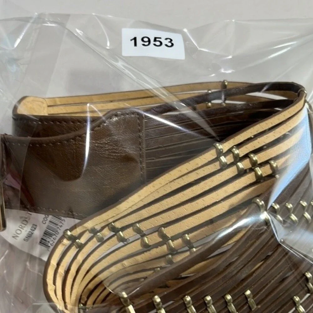 Steve Madden Faux Leather Cut Out Belt Cognac Size Large/X-LARGE NWT